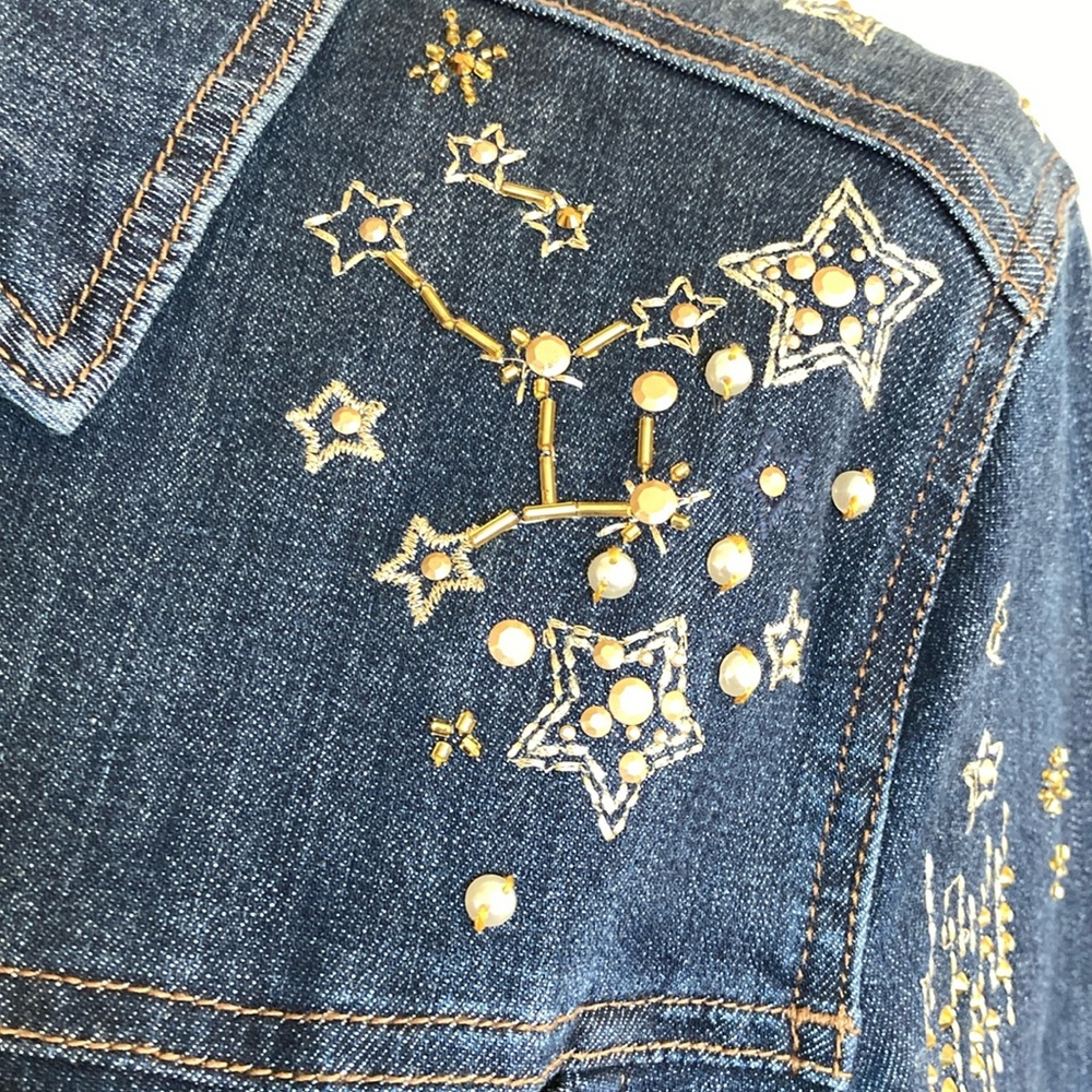 Chico's Blue Embroidered Jean Jacket - Picture 3 of 9